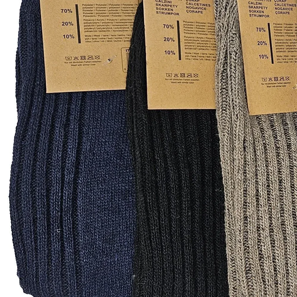 Men's Wool Blend Socks Size 10-13 Norweger Warm Winter Thermal Crew Socks 6-PACK